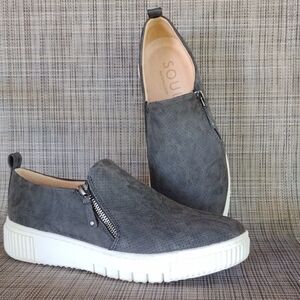 Naturalizer Black Suede Slip-On Shoes with Zipper